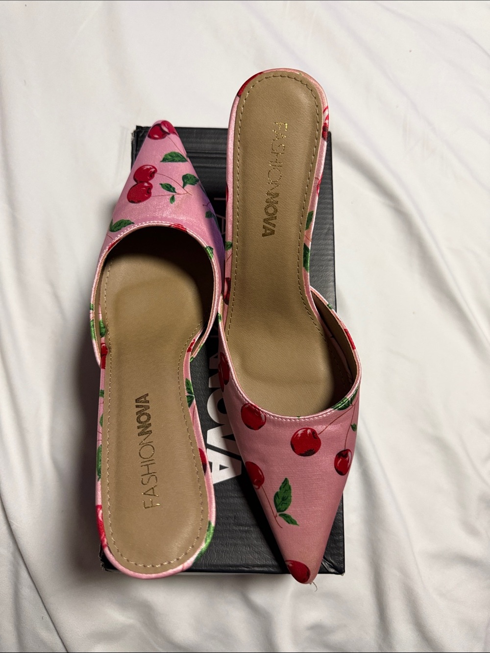 Fashion Nova Pink Cherry Print Pointed-Toe Mule